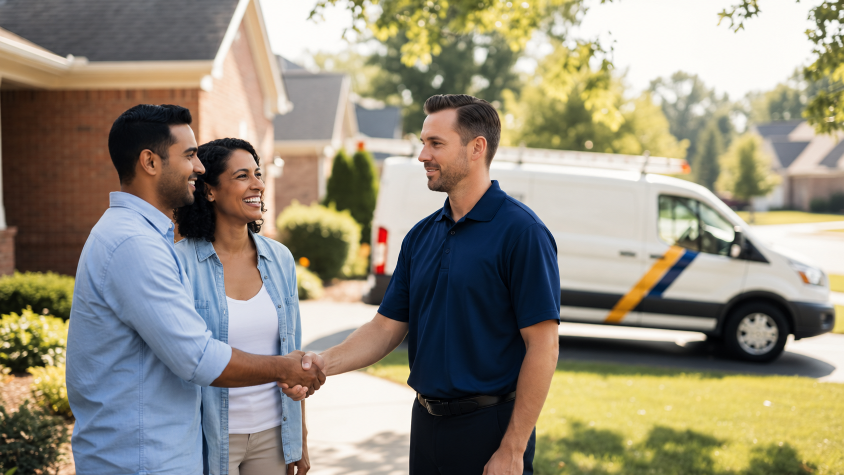 Friendly Handshake in Suburban Driveway