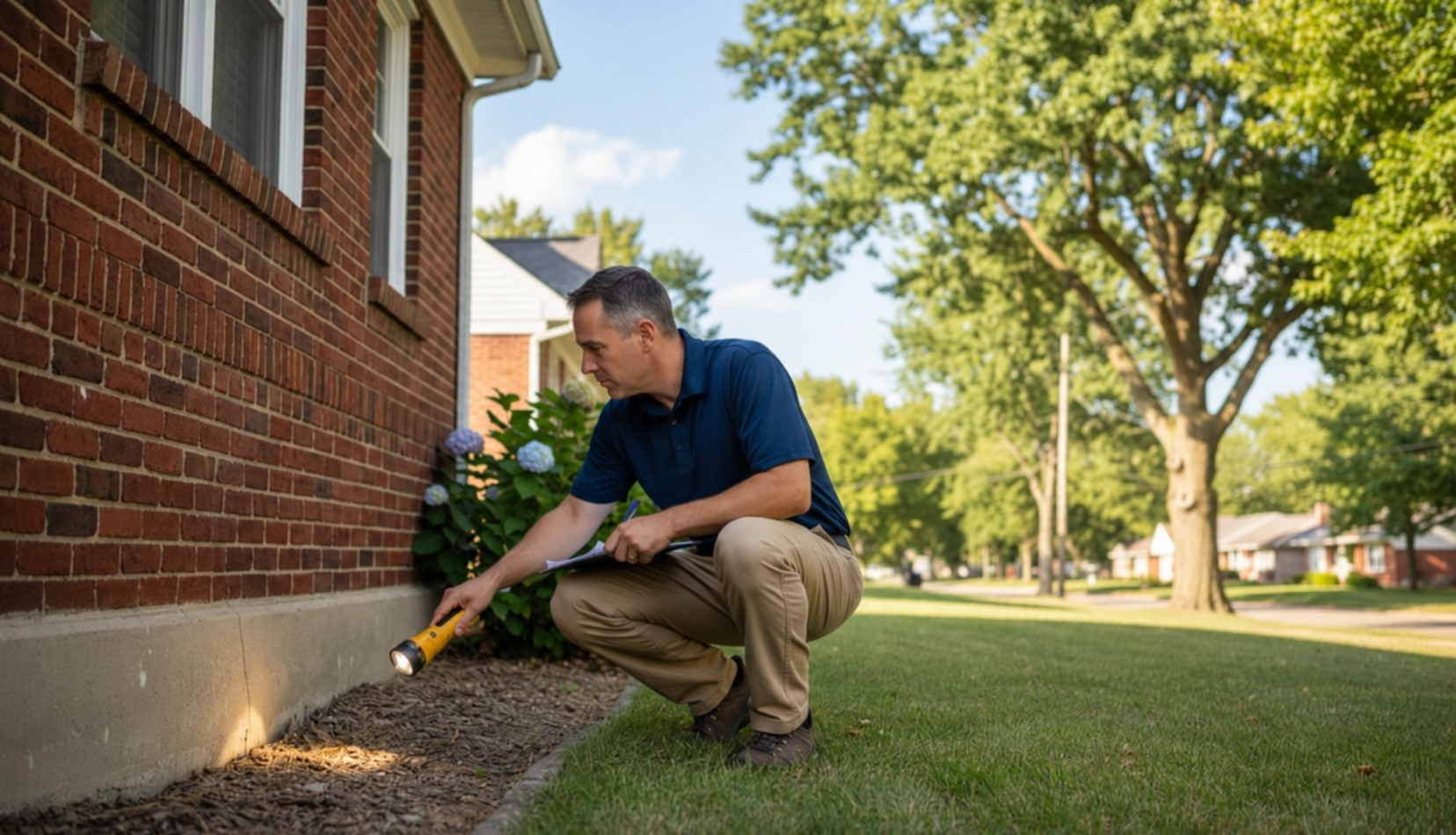 Home Inspector Checking Foundation