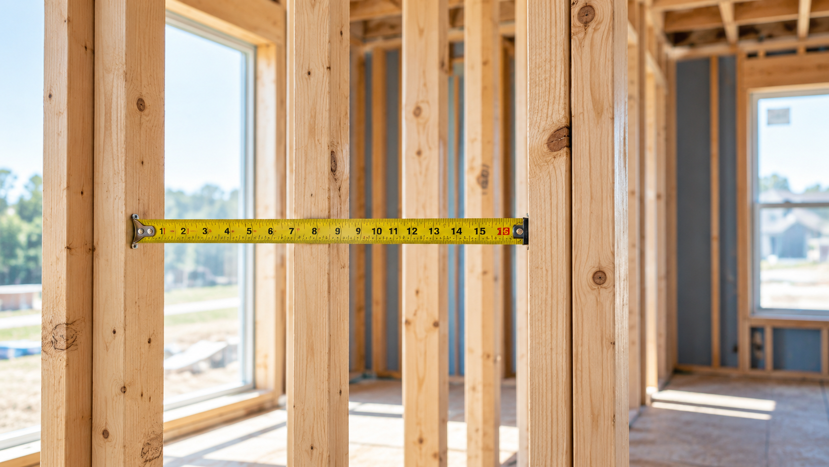 Tape Measure Across Wood Studs Tape Measure Across Wood Studs