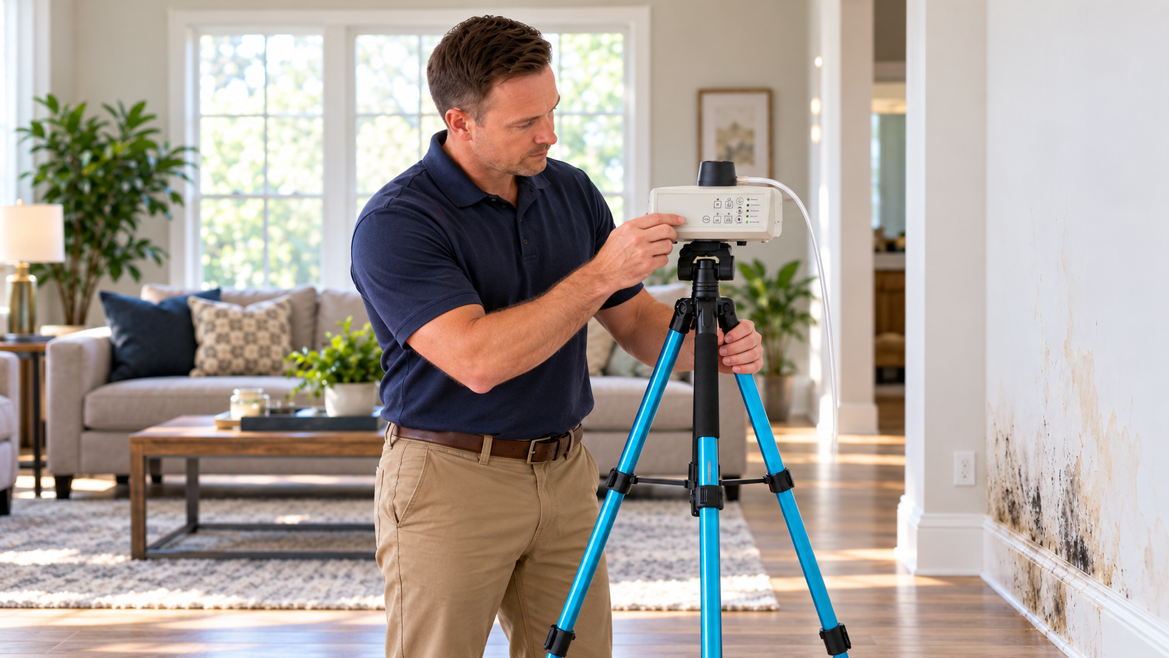 Air Quality Inspection in a Modern Living Room