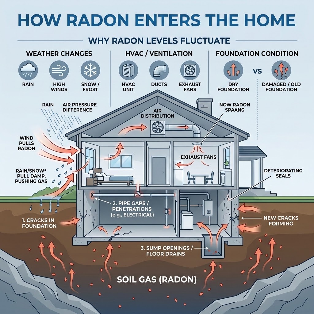 how radon enters the home